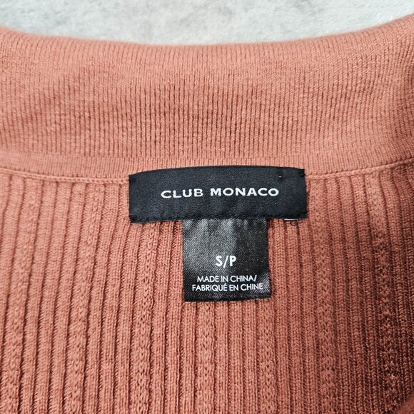 Club Monaco Sweater Womens Small Cedar Brown Wool Blend Preppy Wide Rib Pullover - Picture 3 of 7